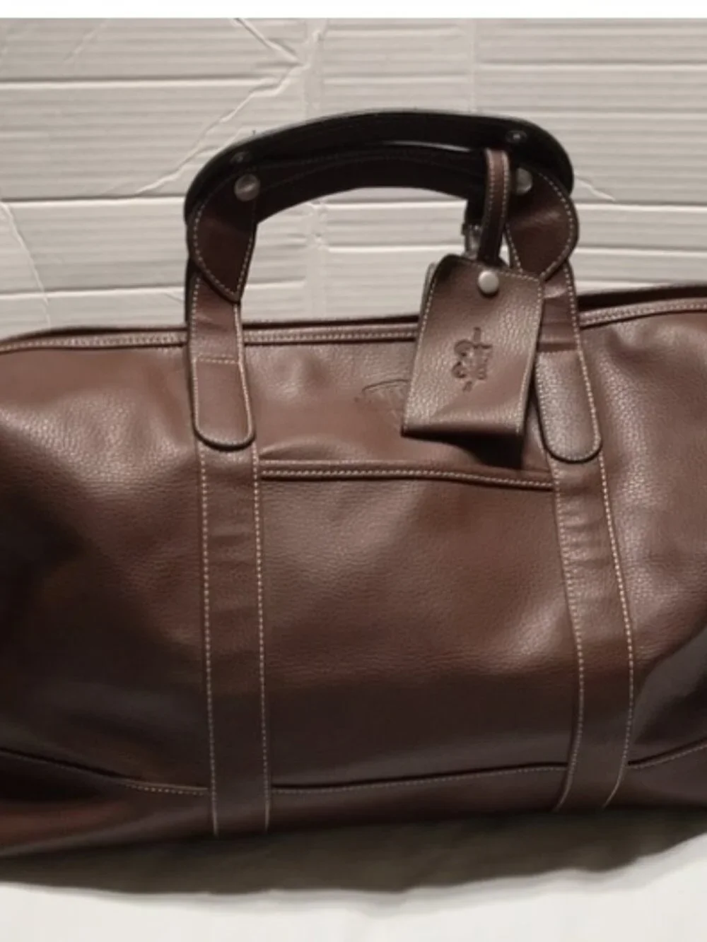 $795 Barrington 360 Brown Pebbled Duffle Weekender Carry On Travel Bag Unixex